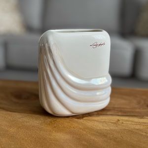 Vintage 80’s iridescence white vase